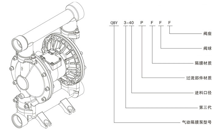 不銹鋼氣動隔膜泵型號意義圖